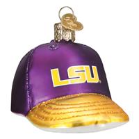 LSU Tigers Glass Christmas Ornament - Baseball Cap