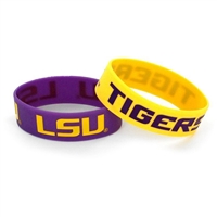 LSU Tigers Wide Rubber Wristband - 2 Pack