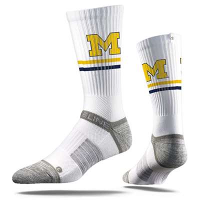 Michigan Wolverines Strideline Premium Crew Sock - White