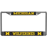 Michigan Wolverines Metal License Plate Frame - Carbon Fiber