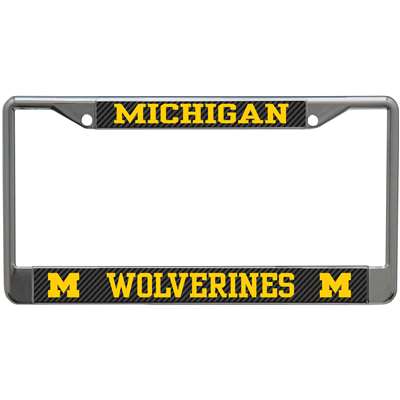 Michigan Wolverines Metal License Plate Frame - Carbon Fiber