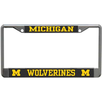 Michigan Wolverines Metal License Plate Frame - Carbon Fiber