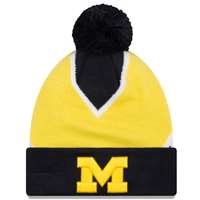 Michigan Wolverines New Era Logo Whiz 3 Pom Knit Beanie