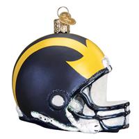 Michigan Wolverines Glass Christmas Ornament - Helmet