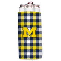 Michigan Wolverines Plaid Slim Coozie