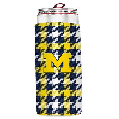 Michigan Wolverines Plaid Slim Coozie