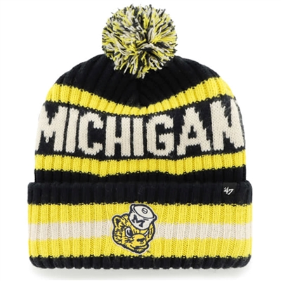 Michigan Wolverines 47 Brand Bering Cuff Knit Beanie - Navy - Vintage Logo