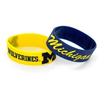 Michigan Wolverines Wide Rubber Wristband - 2 Pack
