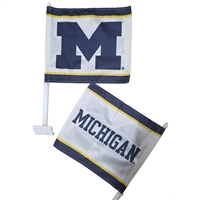 Michigan Wolverines Car Flag - White - 2 Sided