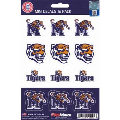 Memphis Tigers Mini Decals - 12 Pack