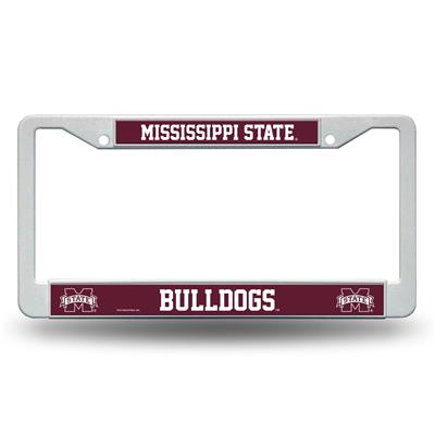 Mississippi State Bulldogs White Plastic License Plate Frame