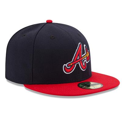 Atlanta Braves New Era 5950 Fitted Hat - Alt - Navy/Red