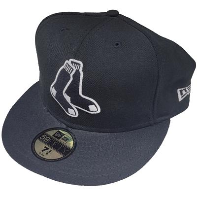 Boston Red Sox New Era 5950 League Basic Fitted Hat - Black/White - ALT