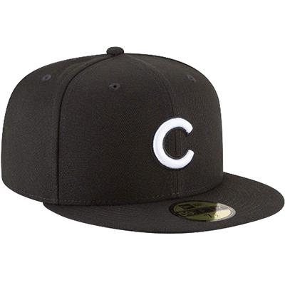 Chicago Cubs New Era 5950 League Basic Fitted Hat - Black/White