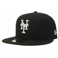 New York Mets New Era 5950 League Basic Fitted Hat - Black/White