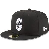 Seattle Mariners New Era 5950 League Basic Fitted Hat - Black/White