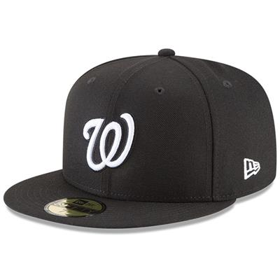 Washington Nationals New Era 5950 League Basic Fitted Hat - Black/White