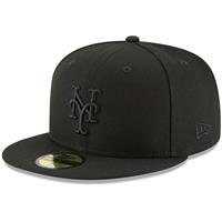 New York Mets New Era 5950 Fitted Hat - Black/Black