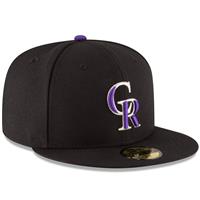 Colorado Rockies New Era 5950 Fitted Hat - Game - Black