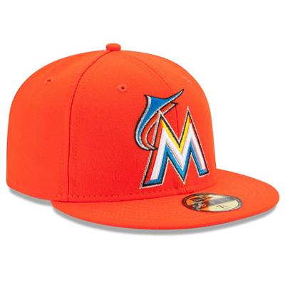 Miami Marlins New Era 5950 Fitted Hat - Road - Orange