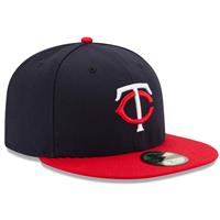 Minnesota Twins New Era 5950 Fitted Hat - Road - Navy/Red