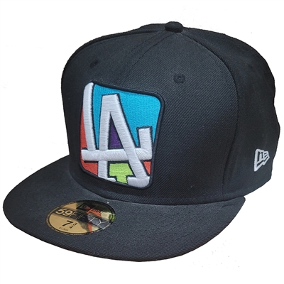LA Dodgers New Era 5950 4 Corners Fitted Hat - Bla