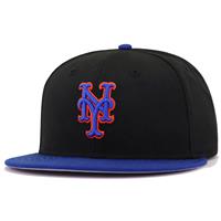 New York Mets New Era 5950 Fitted Hat - Road - Black/Royal