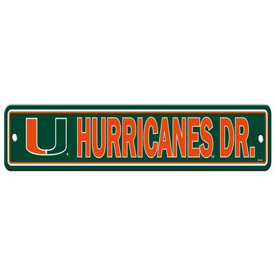 Miami Hurricanes Plastic Street Sign