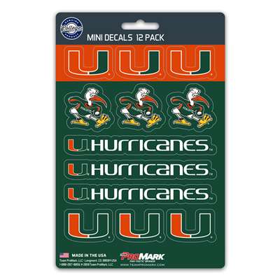 Miami Hurricanes Mini Decals - 12 Pack