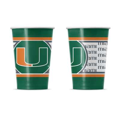 Miami Hurricanes Disposable Paper Cups - 20 Pack