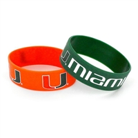 Miami Hurricanes Wide Rubber Wristband - 2 Pack