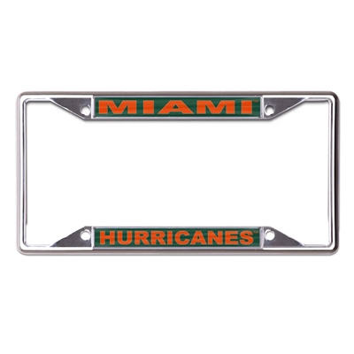 Miami Hurricanes Metal Inlaid Acrylic License Plat