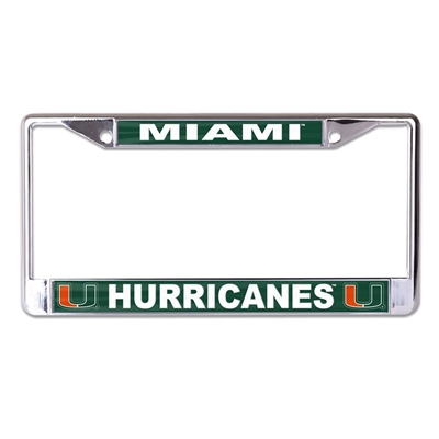 Miami Hurricanes Metal Inlaid Acrylic License Plat