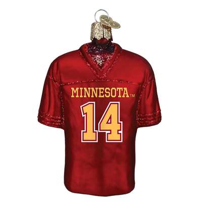 Minnesota Golden Gophers Glass Christmas Ornament - Football Jersey