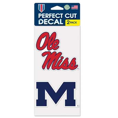 Mississippi Ole Miss Rebels Perfect Cut Decal 4" x 4" - Set of 2 