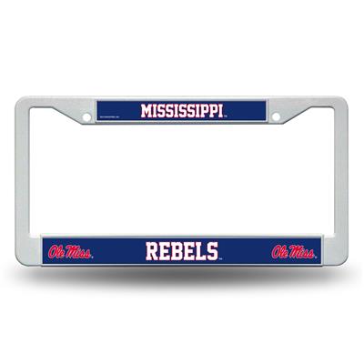 Mississippi Ole Miss Rebels White Plastic License Plate Frame