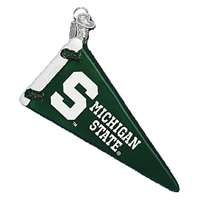 Michigan State Spartans Glass Christmas Ornament - Pennant