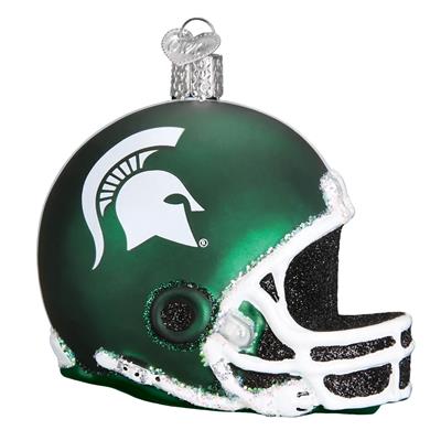 Michigan State Spartans Glass Christmas Ornament - Football Helmet