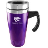 Kansas State Wildcats Engraved 16oz Stainless Steel Travel Mug - Purple