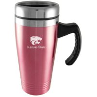 Kansas State Wildcats Engraved 16oz Stainless Steel Travel Mug - Pink