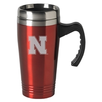 Nebraska Cornhuskers Engraved 16oz Stainless Steel Travel Mug - Red