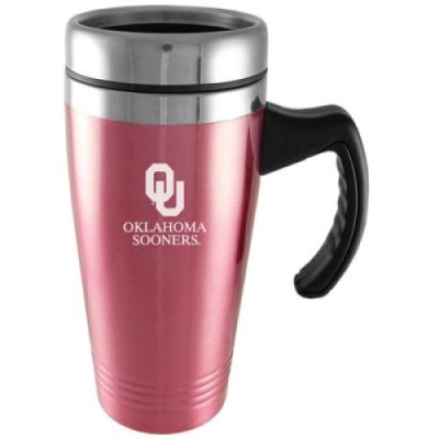 Oklahoma Sooners Engraved 16oz Stainless Steel Travel Mug - Pink