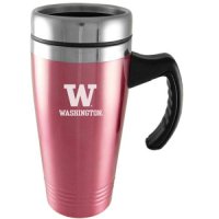 Washington Huskies Engraved 16oz Stainless Steel Travel Mug - Pink