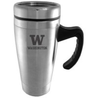Washington Huskies Engraved 16oz Stainless Steel Travel Mug - Silver