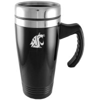 Washington State Cougars Engraved 16oz Stainless Steel Travel Mug - Black