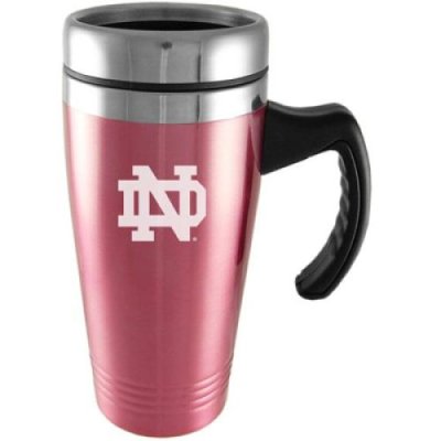 Notre Dame Engraved 16oz Stainless Steel Travel Mug - Pink