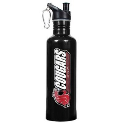 Washington State Cougars Aluminum Water Bottle - Wide Mouth Spout Top - Black