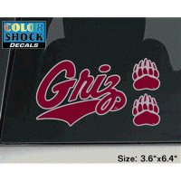 Montana Grizzlies Decal - Grizz W/ 2 Paw Logos