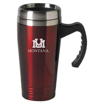 Montana Grizzlies Engraved 16oz Stainless Steel Travel Mug - Burgandy