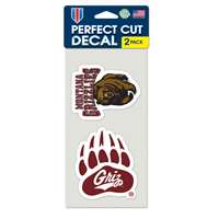 Montana Grizzlies Perfect Cut Decal 4" x 4" - Set of 2